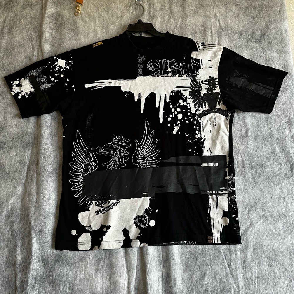 AKADEMIKS MEN’S SHORT SLEEVE T- SHIRT ALLOVER GRAPHIC SZ XL